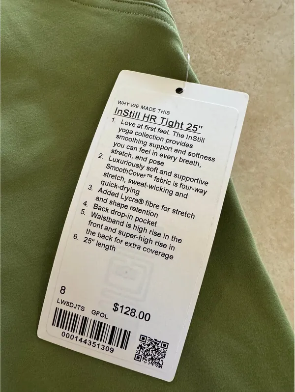 Lululemon Instill High Rise 25” Green Foliage Size 8 NWT - Image 4