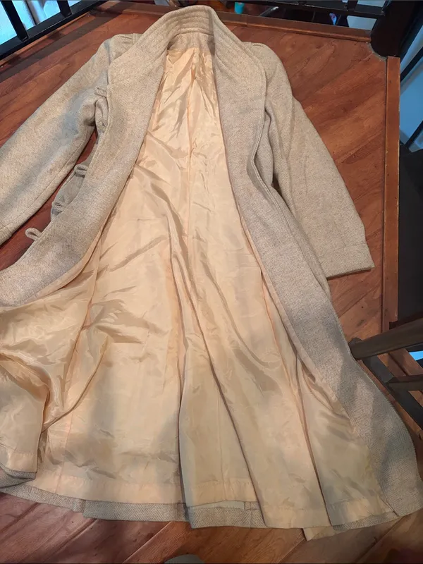 Non Signe Wool Blend Long Toggle Coat in Creme Tan Size M - Image 3