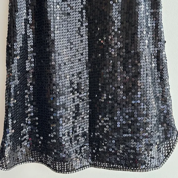 Miss Me Beaded Neck Sequin Mini Y2K Cocktail Dress, Black/Silver, Size Medium - Image 11