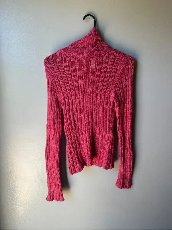 American Eagle Cable Knit Turtleneck Sweater Women’s Small Pink - Image 5
