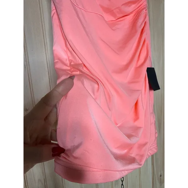 NWT Lulus Extraordinary Poise Coral Pink One-Shoulder Mini Dress Ruched S *FLAW - Image 7