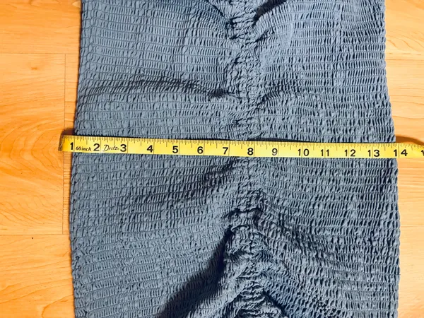 Blue Smocked Puff Sleeve Mini Dress | Cottagecore Coquette AestheticThe Keyword Heavy: XL Blue Denim-Look Ruched Bodycon Dress |p - Image 6