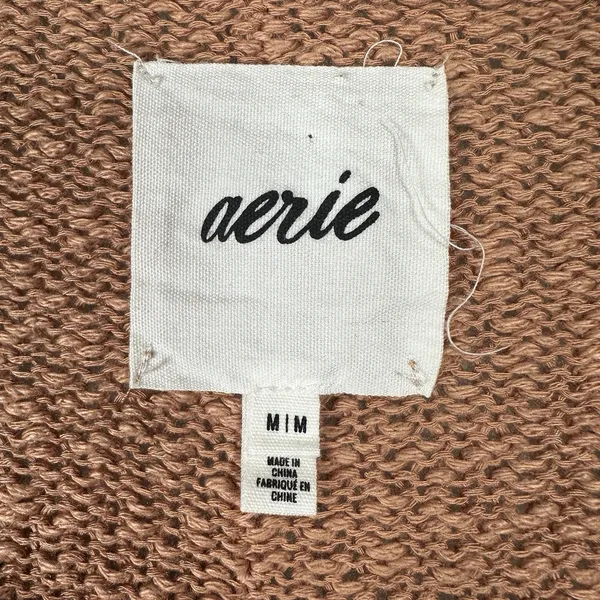 Aerie Oversized‎ Voop Knit Sweater Womens Medium Tan Cotton Blend Beachy Coverup - Image 5