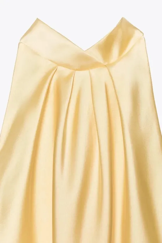 Zara butter Yellow Backless Halter maxi Dress holiday evening wedding - Image 12