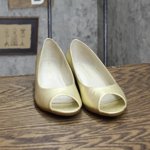 Laura Ashley Womens Vintage Open Toe Wedge Heels 1673ec74573228 Gold Yellow 6M - Image 3