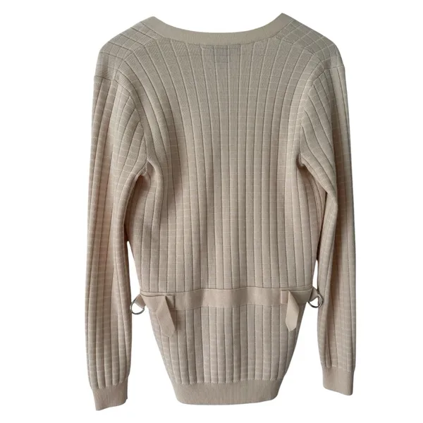 Ralph Lauren X Wimbledon Cream Ribbed Knit Button Crest Cardigan Sweater Medium - Image 2