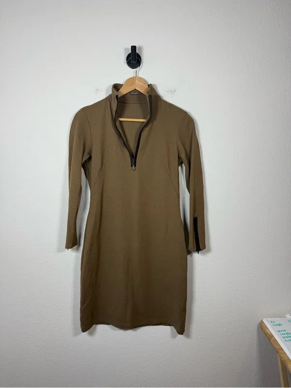 J. McLaughlin Bedford Ponte Quarter Zip Sheath Dress Brown Size S - Image 2
