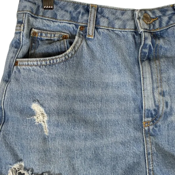 Topshop Mom Denim Shorts Light Wash Distressed Frayed Hem Jean Festival Size 6 - Image 3