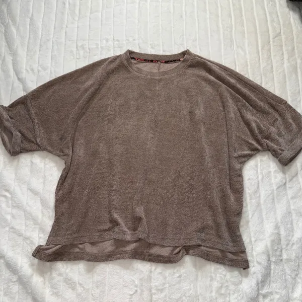Umgee Womens Brown Textured Knit Dolman Sleeve Oversized Top‎ Size L - Image 3