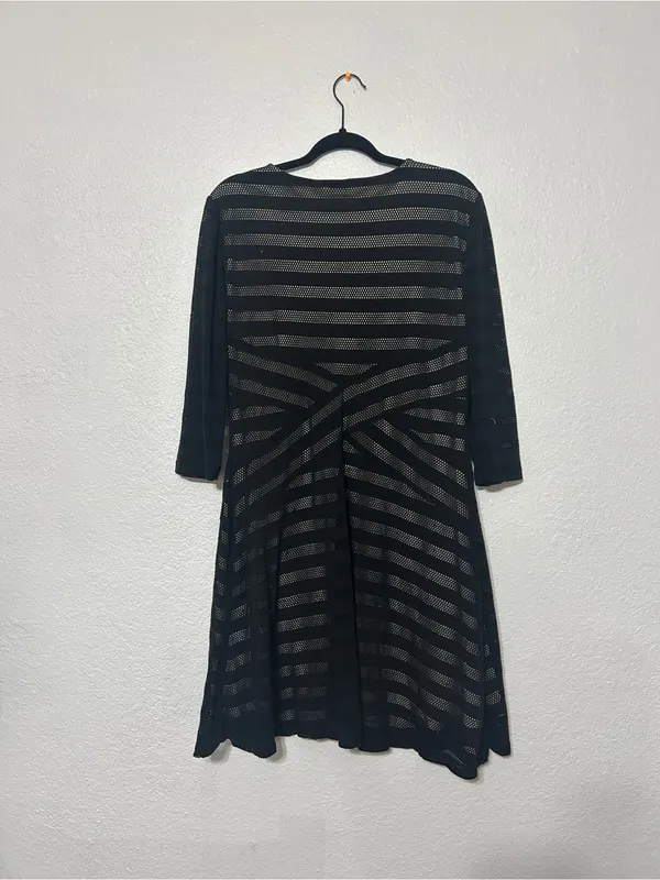 Cato Black Striped Fit & Flare Long Sleeve Dress - Image 3