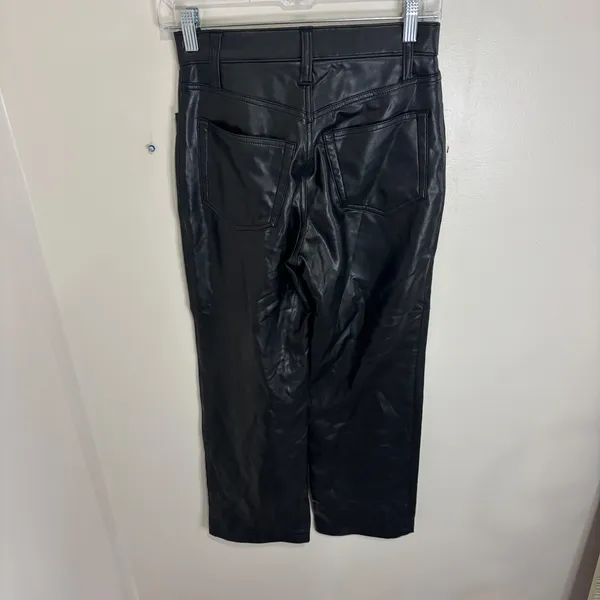 Abercrombie & Fitch 90s Relaxed Vegan Leather Ultra High Rise Pants Black 25 0S - Image 13