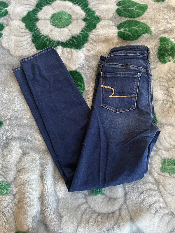 American Eagle Indigo Ribbed High Rise Skinny Jeans - Image 7