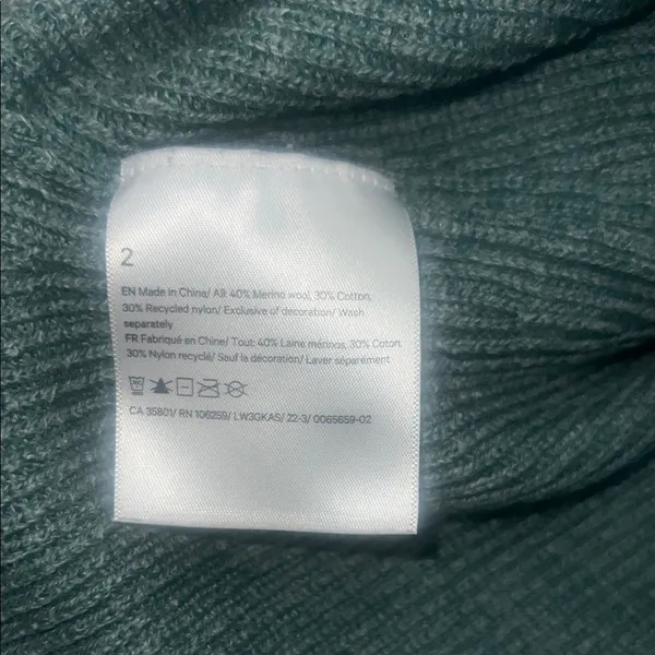 Lululemon Merino Wool-Blend Ribbed Crewneck Sweater Heathered Tidewater Teal Sz2 - Image 4