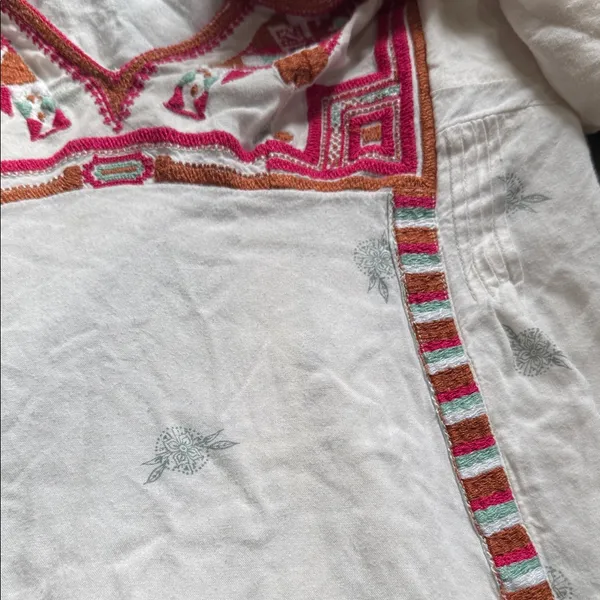 Free People Tulum Embroidered V-Neck mini boho peasant dress - Image 9