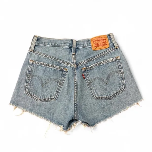 Levi's 501 blue raw hem denim shorts size 25 - Image 2