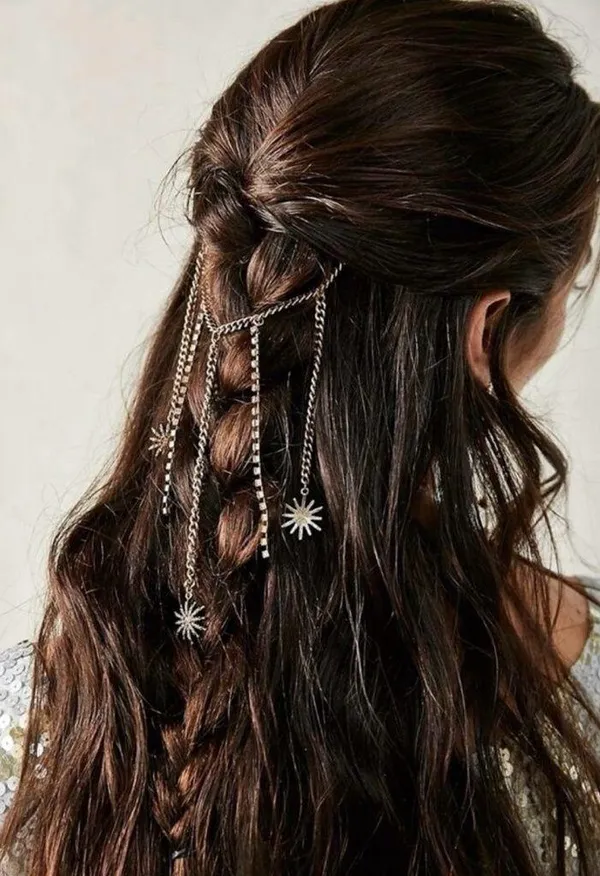 Free People Majestic Hair Piece Silver Black Bohemian Renaissance Medieval - Image 3