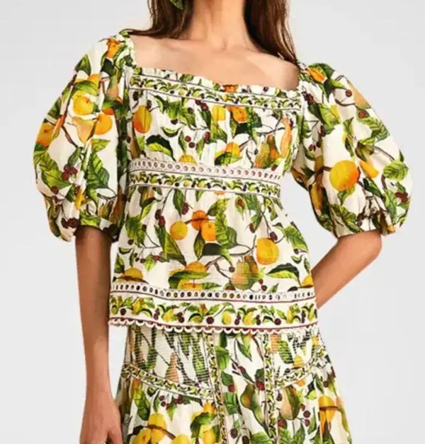 Farm Rio 100% cotton fruit orchid blouse NEW - Image 2