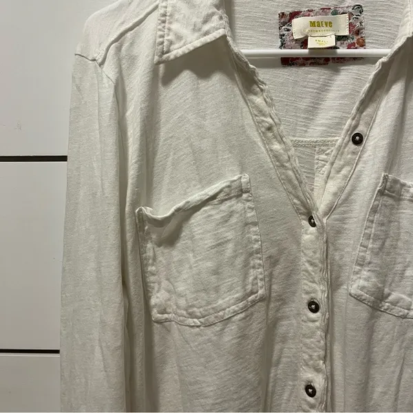 Anthropologie Maeve White Button Down Top - Image 4
