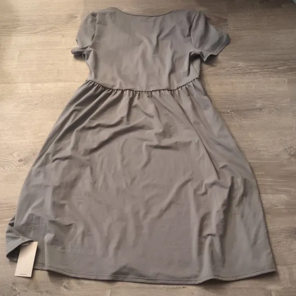 Halara Neck Decorative Button Short Sleeve Side Pocket Midi Casual Dress Size XL - Image 6