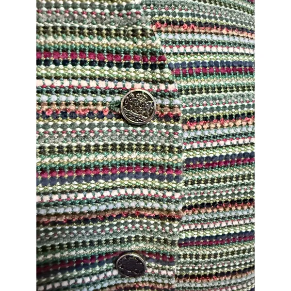 Lake Trail Studio Handwoven Vest Green Multi Color Striped Cotton Rayon Medium - Image 2