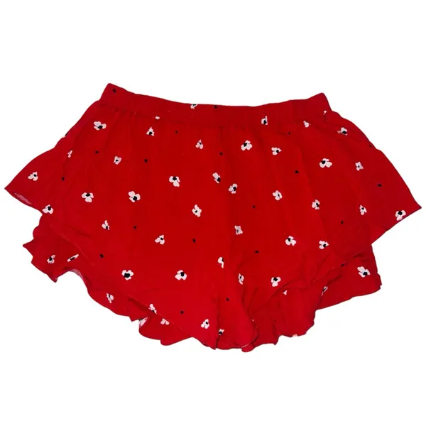 Sweet Rain red floral ruffle shorts. - Image 2