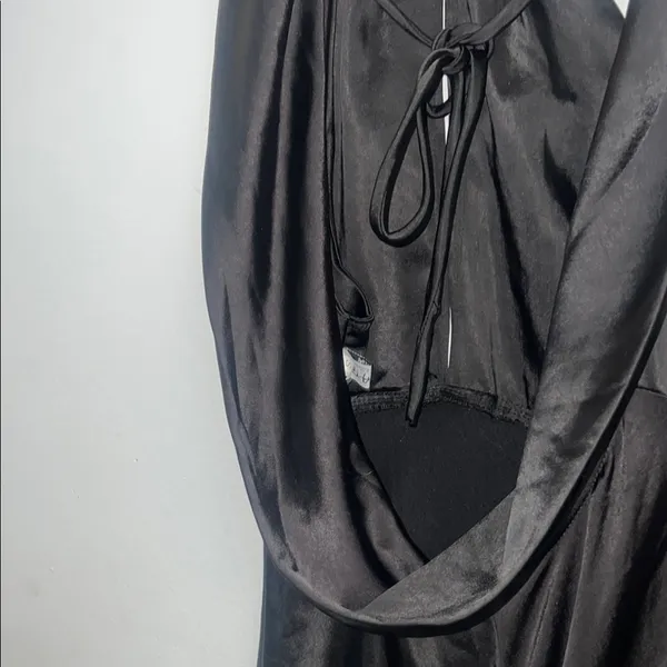 Flawed*** Small Black Satin Halter Neck Midi Dress - Image 12