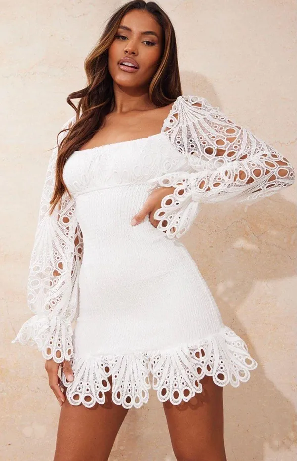 Pretty Little Thing White Lace Dress - Image 2