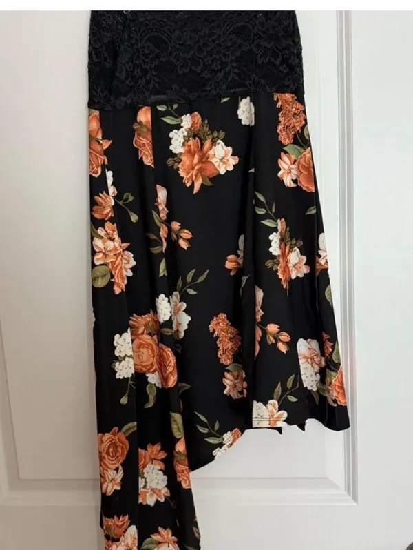 Revolve We Wore What Floral Black Dress with Lace Trim - Image 3