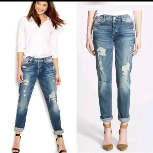 Seven For All Mankind Josefina Distressed Boyfriend Jeans Size 29 - Image 2