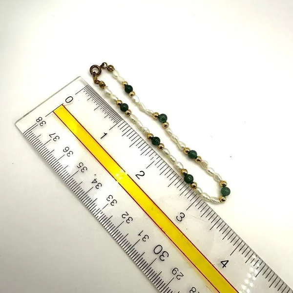 Jade freshwater Pearl stretchy bracelet Green - Image 5