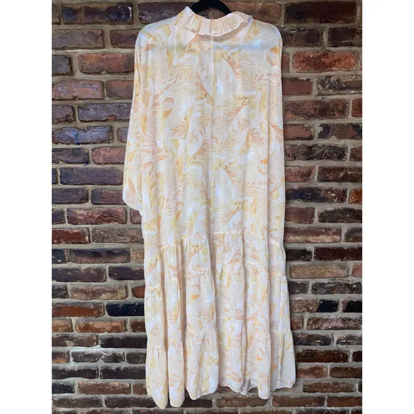Dress Forum Beige Tan Floral Long Sleeve Tiered Maxi Dress Women's Size Small - Image 7