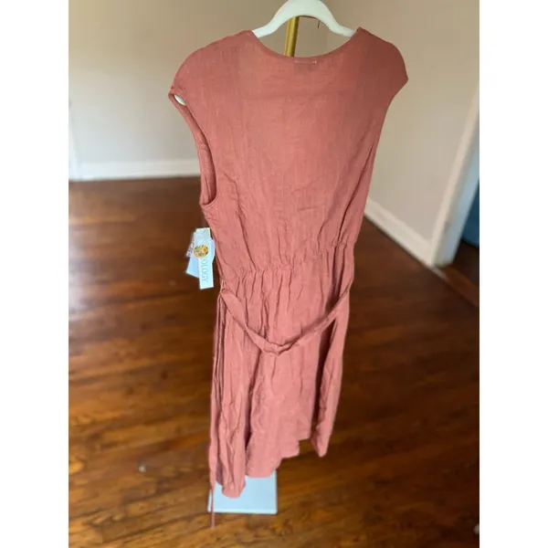 Luxology Linen Mini Dress Quiet Luxury Breathable Boho Earthy‎ Parisian Scandi S - Image 3