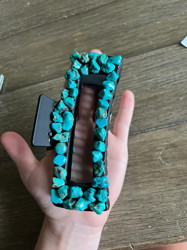 Handmade western turquoise claw clip Blue - Image 4
