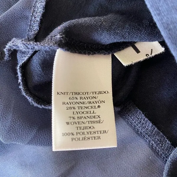 Ann Taylor Blouse With Sheer Accents‎ Navy - Image 6