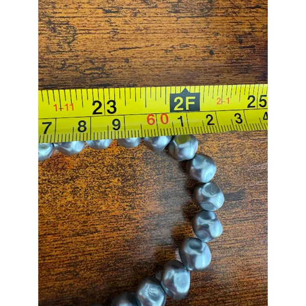 Chico's Gray 10mm Faux Pearl Beaded Necklace - Image 5