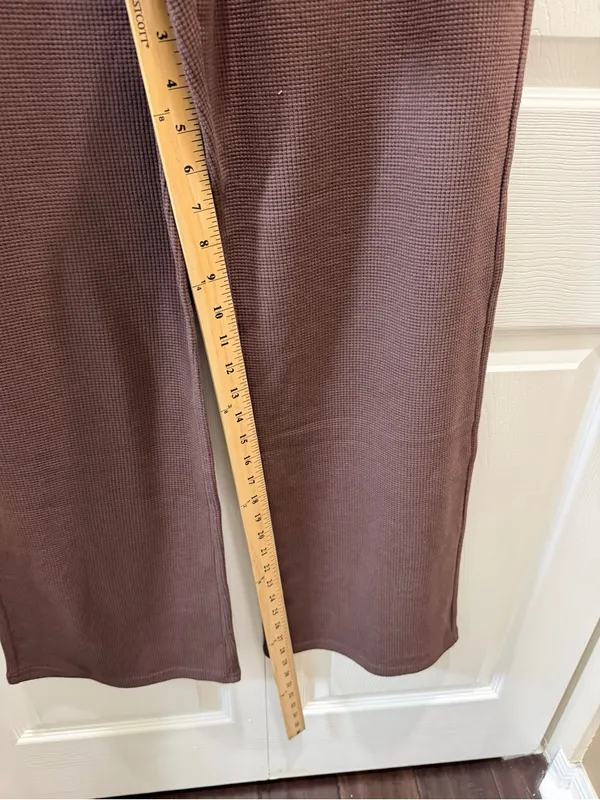 Comfrt Waffle Knit Wide-Leg Lounge Pants - Cocoa Large - Image 8