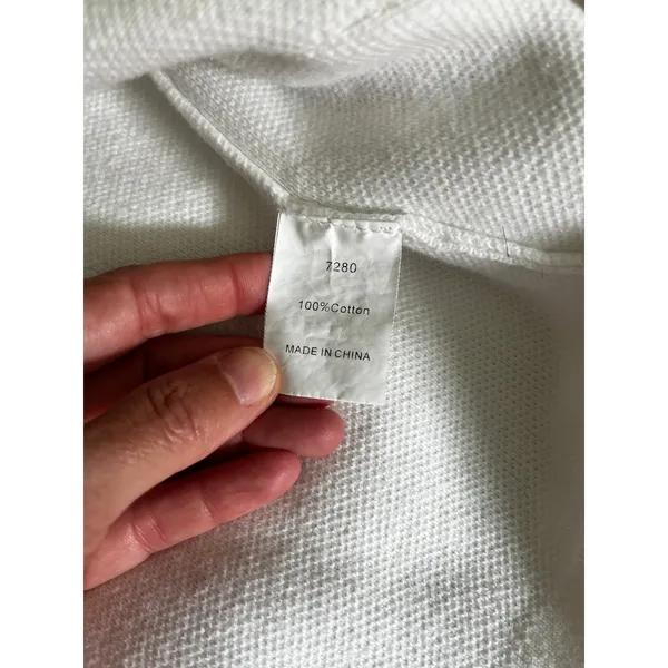 White Cotton Cardigan Sweater Small Gold Crest Button Preppy Old Money Office - Image 7