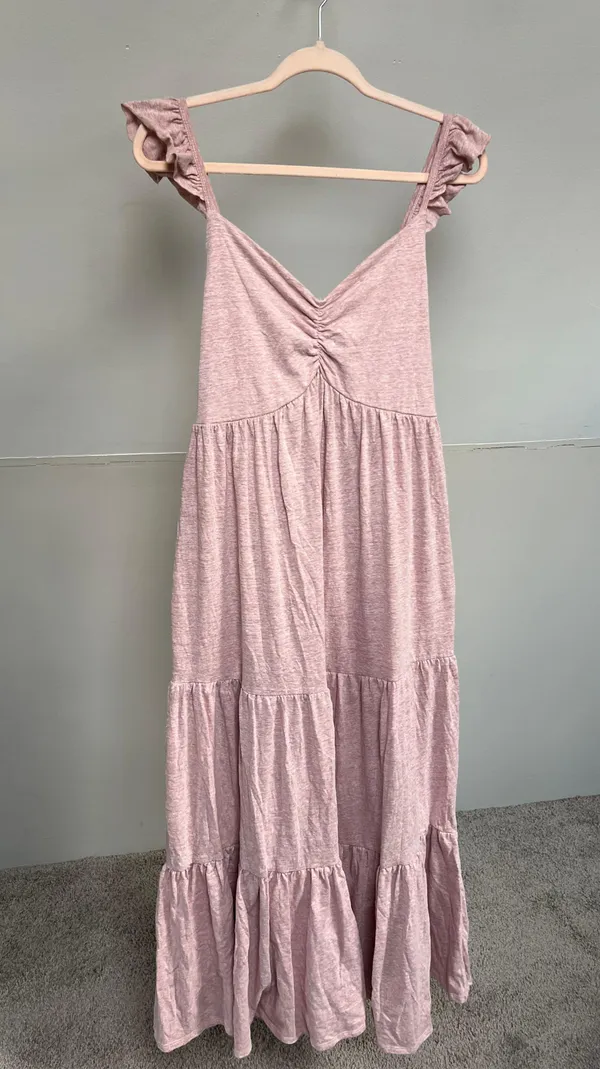 Heather Pink Soft Cotton Sweetheart Boho Maxi Dress - Image 2