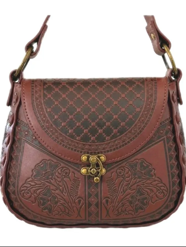Alma Mia Tooled Leather Hand Craftsman Made Crossbody Handbag Spanish Mexican - Image 8