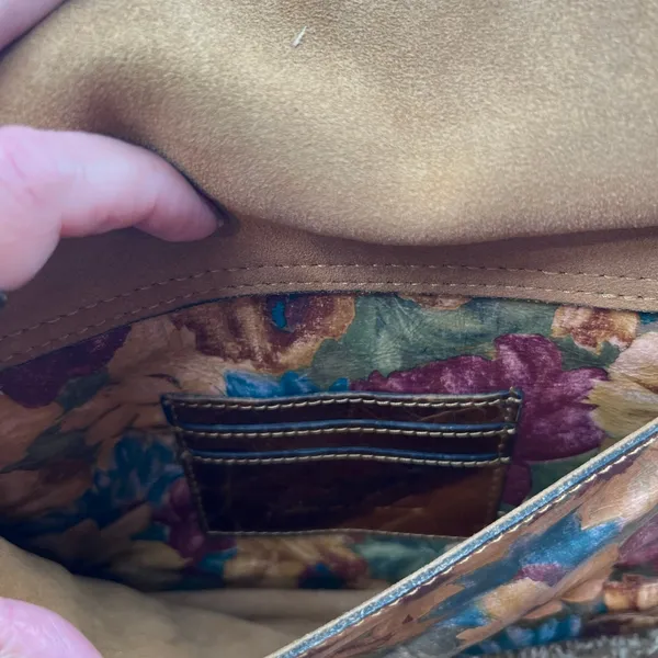 Patricia Nash Avellino Fresco Bouquet floral Italian Leather Crossbody Bag retro - Image 5