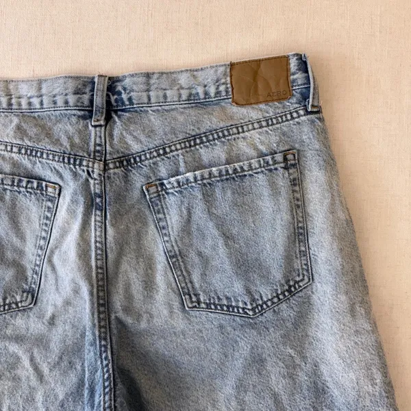 Aeropostale Baggy Jorts Denim Shorts 14 Light Wash Distressed Raw Hem Cotton - Image 3