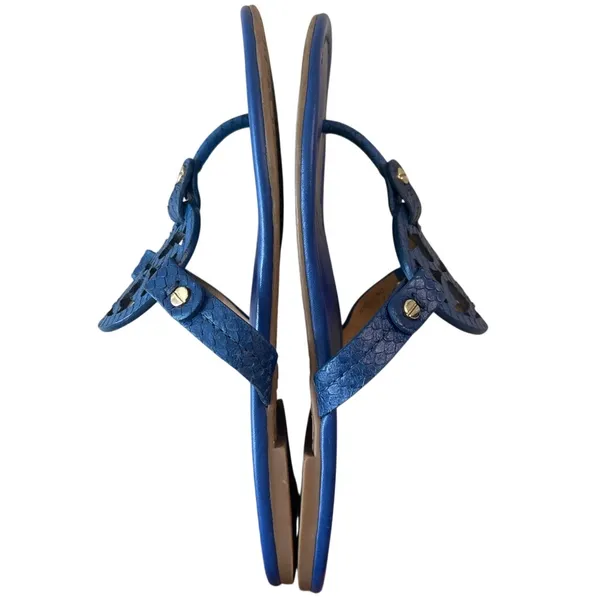 Tory Burch‎ Miller Laguna Blue Snake Embossed Sandals 7.5 - Image 8