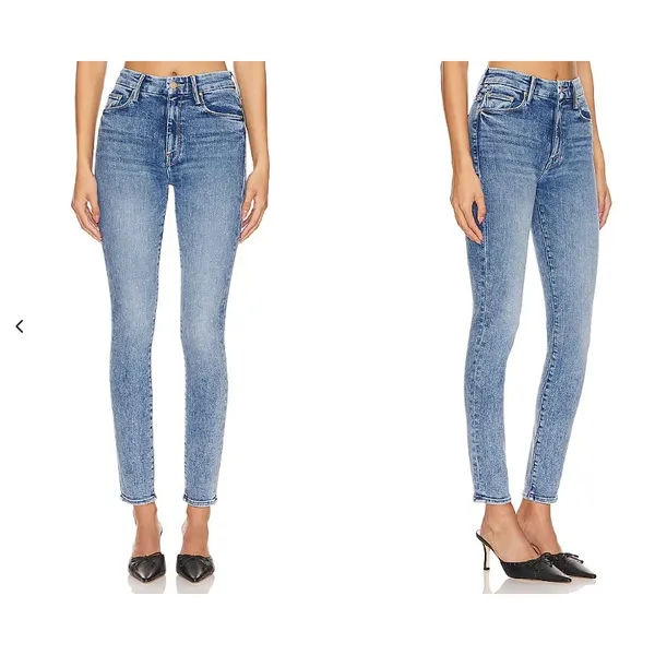 Mother High Waisted Looker Ankle Jeans On The Road Blue Skinny Denim Size 26‎ - Image 2