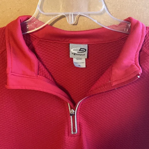 Champion  red/grey 3/4 quarter zip pullover XL - Image 4