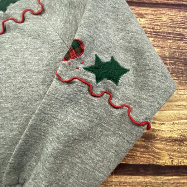 Vtg Jerzees Women’s XL Christmas Raglan Embroidered Sweatshirt Holiday Ugly - Image 5
