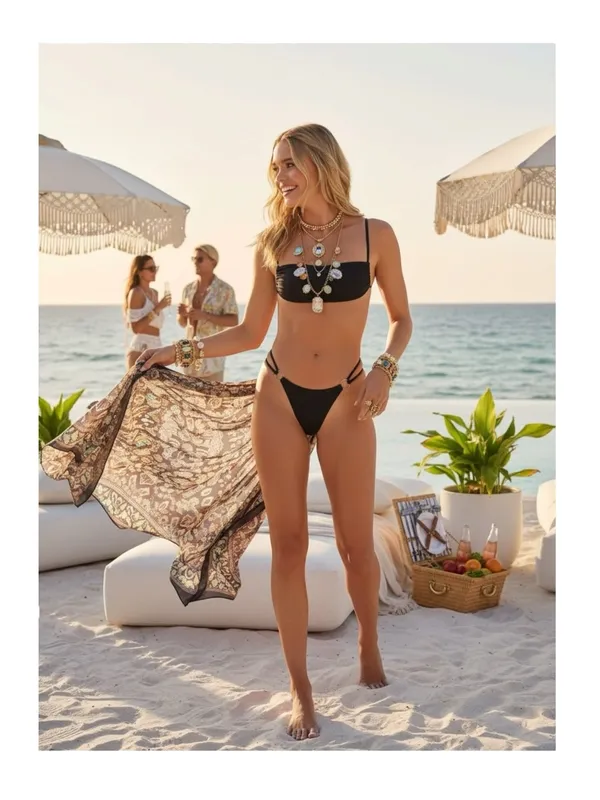 new Frankie’s Bikinis ↯ Kailyn Skimpy Ring Detail Bikini Bottoms ↯ Black ↯ Large - Image 2