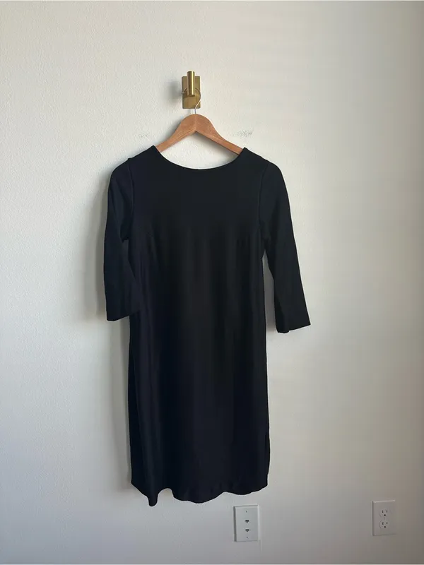 COS Black Stretch Shift Sheath Dress 3/4 Sleeve Pockets Women's Small - Image 4