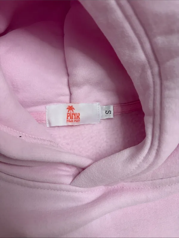 Girls' Light Pink Hooded Sweatshirt with Palm & Shell Motifs - Image 2