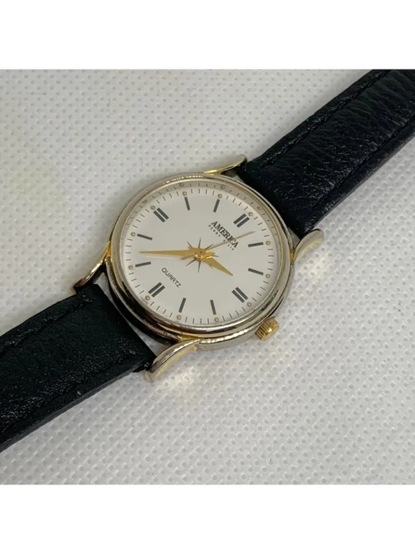 Vintage America Perry Ellis watch women classic 27mm quartz gold tone running - Image 2
