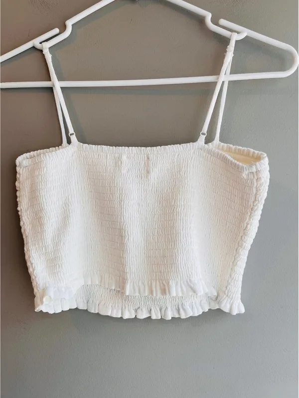 Wilfred Aritzia White Smocked Tank Cropped - Image 7